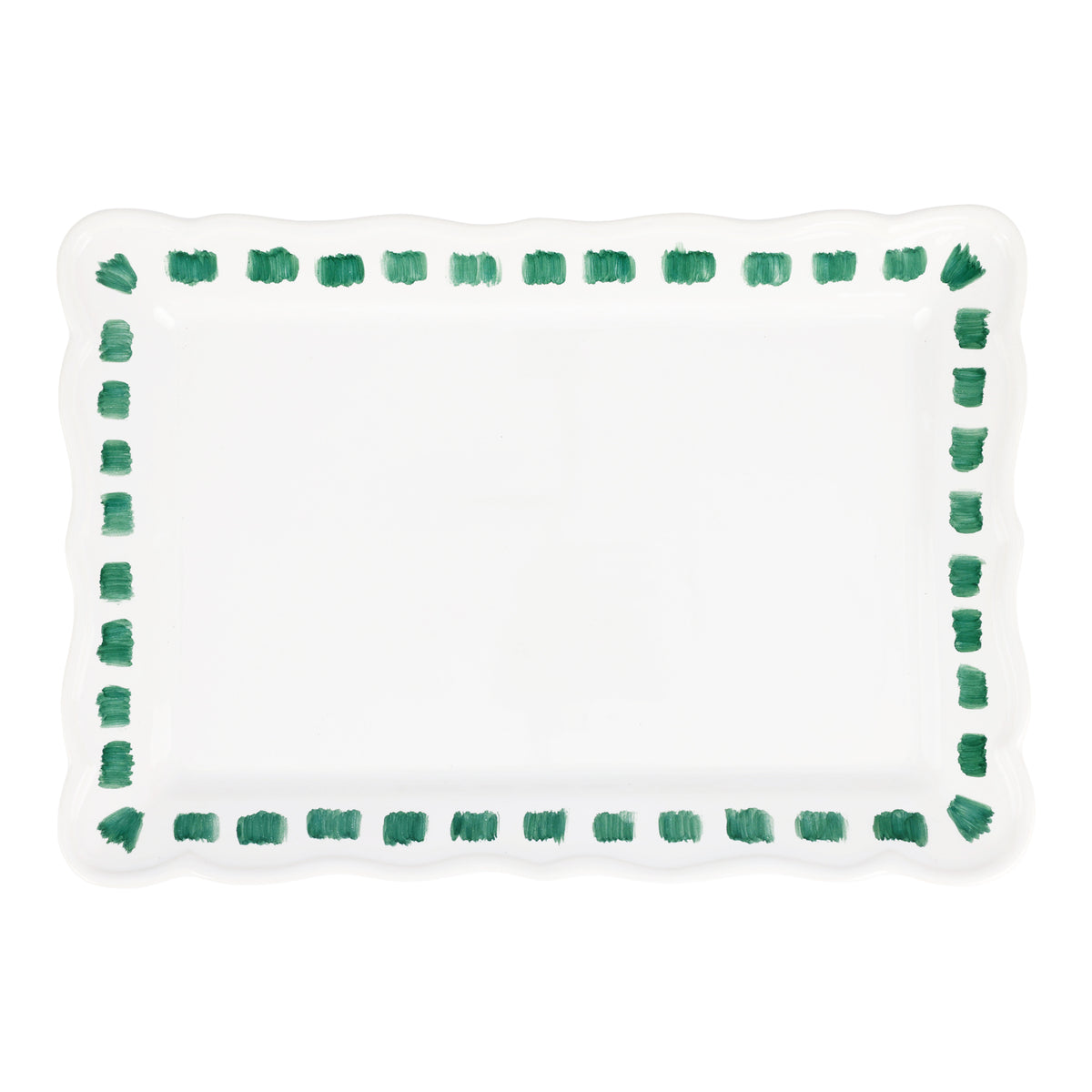 Lisbon Green Stitch Rectangular Platter
