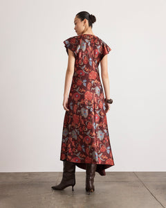 Violeta V-Neck Dress in Deep Redwood Floral