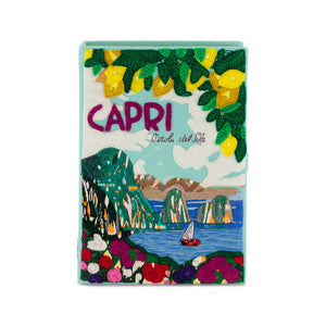 Capri Lemon Aquamarine Book Clutch