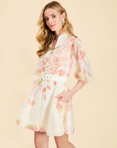 Valencia Mini Dress in Blushing Petals