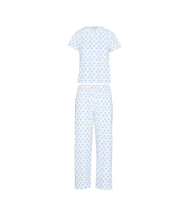 The Kelly Pajama Set in Doily Heart Blue