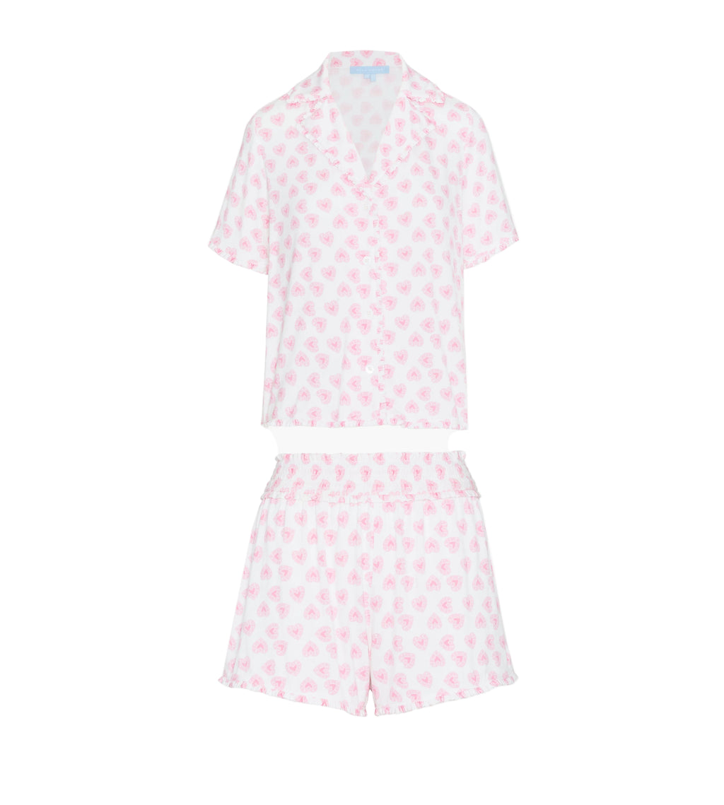 The Paige Pajama Set in Doily Heart Pink