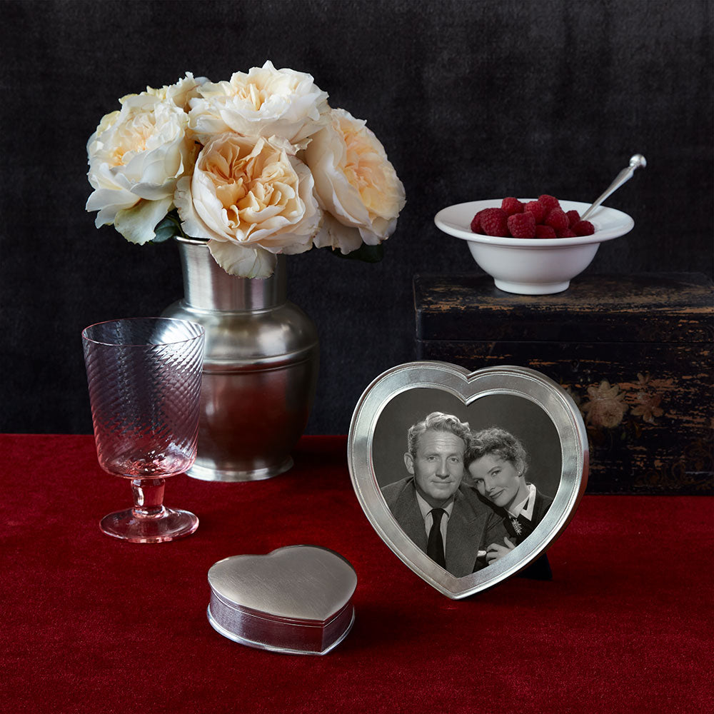 Lidded Heart Box with Red Leather Insert