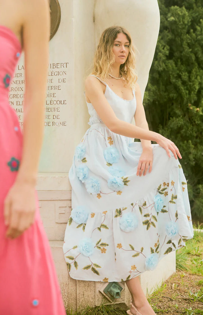 Valeria Dress in Lotus Garden Blue
