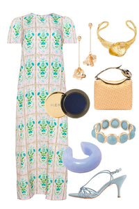 The Valerie Dress in Pink Trellis styled.