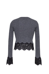 Veda Lace Cardigan in Grey Heather