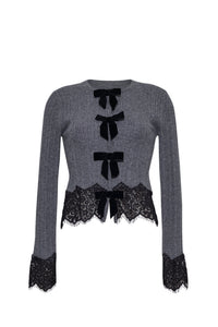 Veda Lace Cardigan in Grey Heather