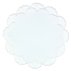 white vegan leather luxury placemat with white embroidery