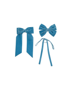 Thin Velvet Hair Tie in Blue