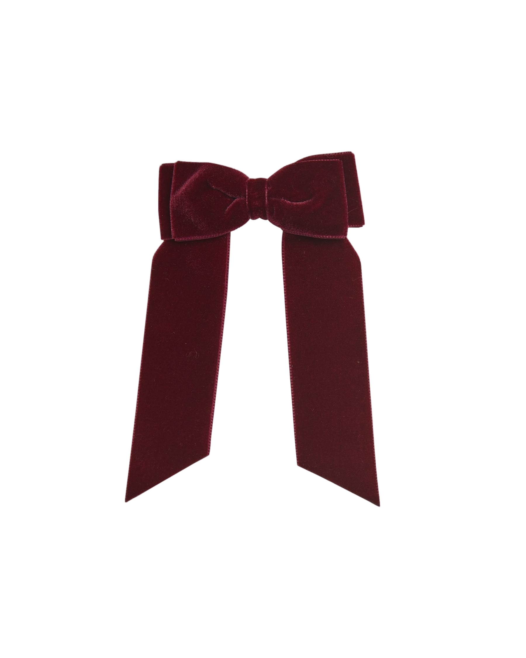 Large Velvet Long Tail Bow in Burgundy