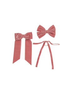 Thin Velvet Hair Tie in Pink