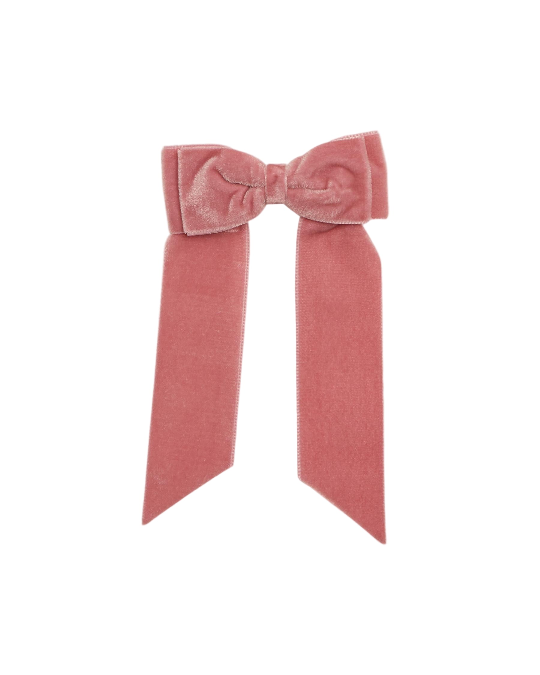 Large Velvet Long Tail Bow in Pink