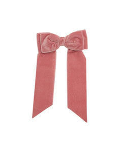 Large Velvet Long Tail Bow in Pink