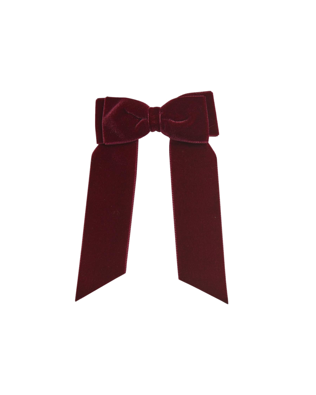 Large Velvet Long Tail Bow in Burgundy