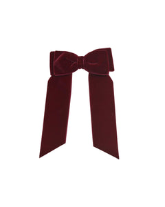 Large Velvet Long Tail Bow in Burgundy