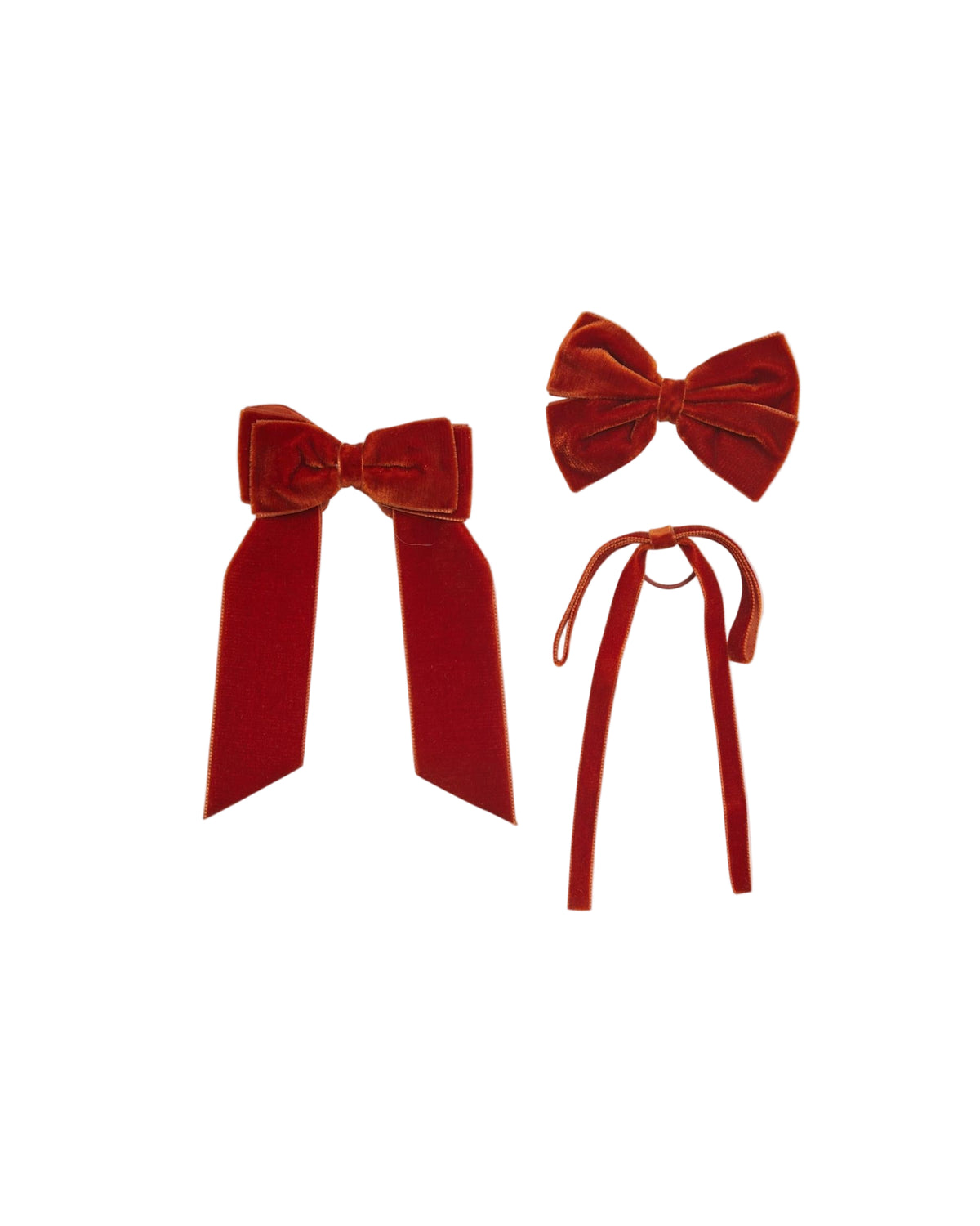 Large Velvet Long Tail Bow in Rust