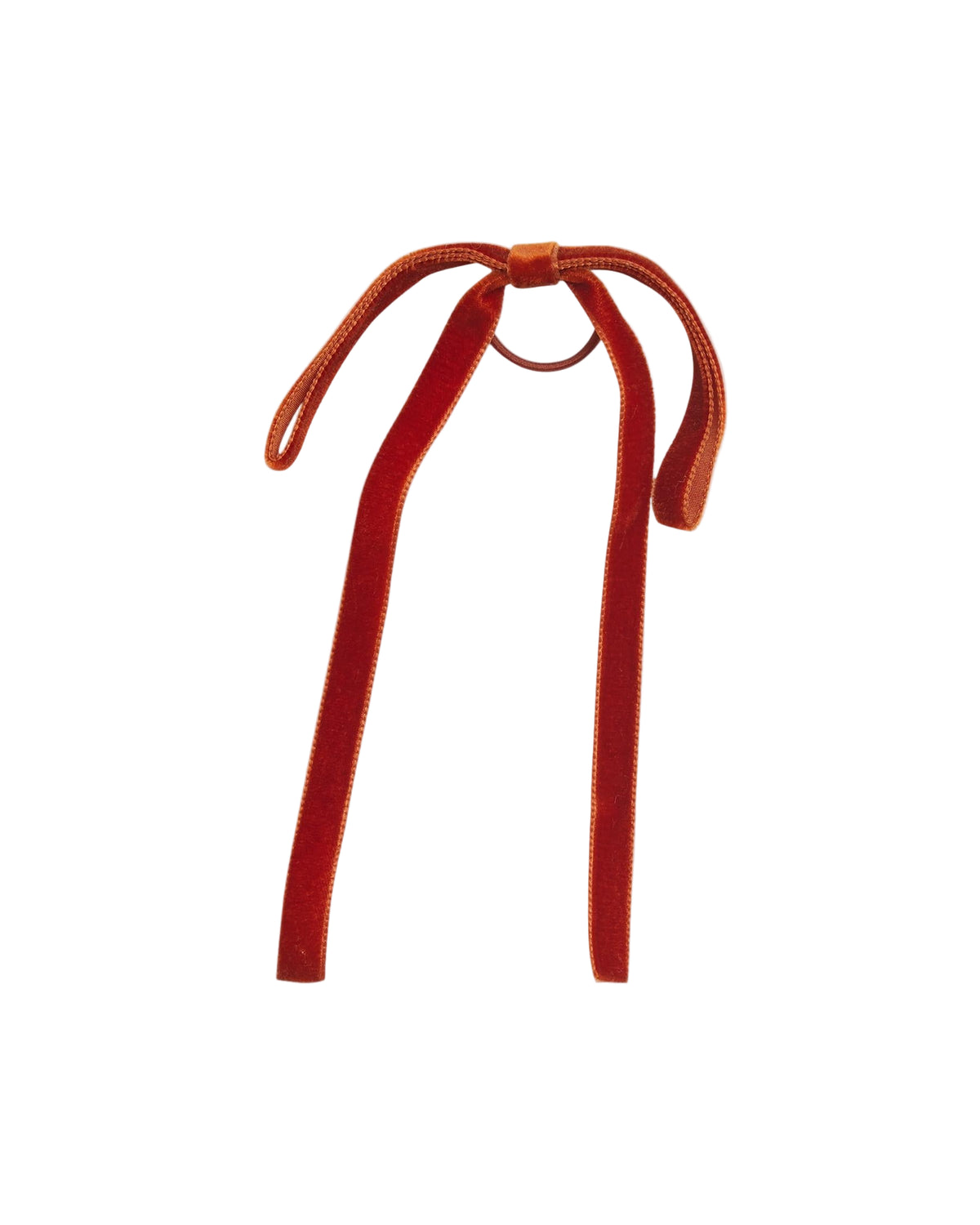 Thin Velvet Hair Tie in Rust