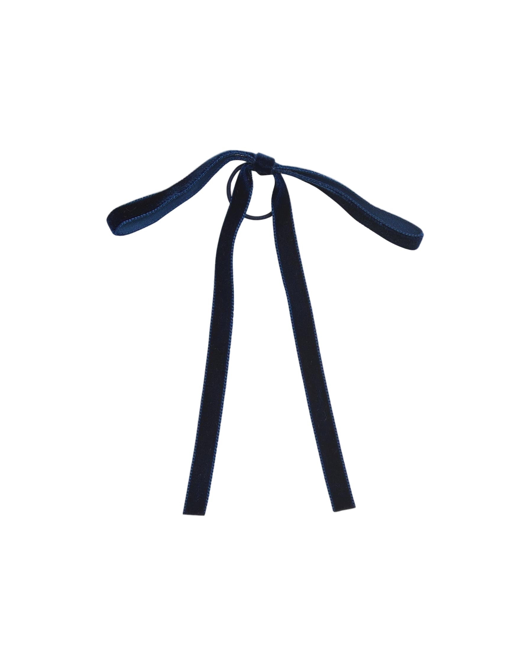 Thin Velvet Hair Tie in Navy