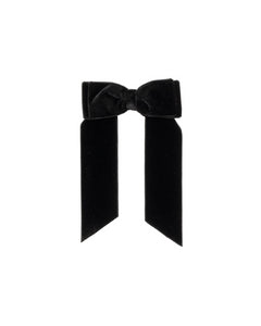 Large Velvet Long Tail Bow in Black