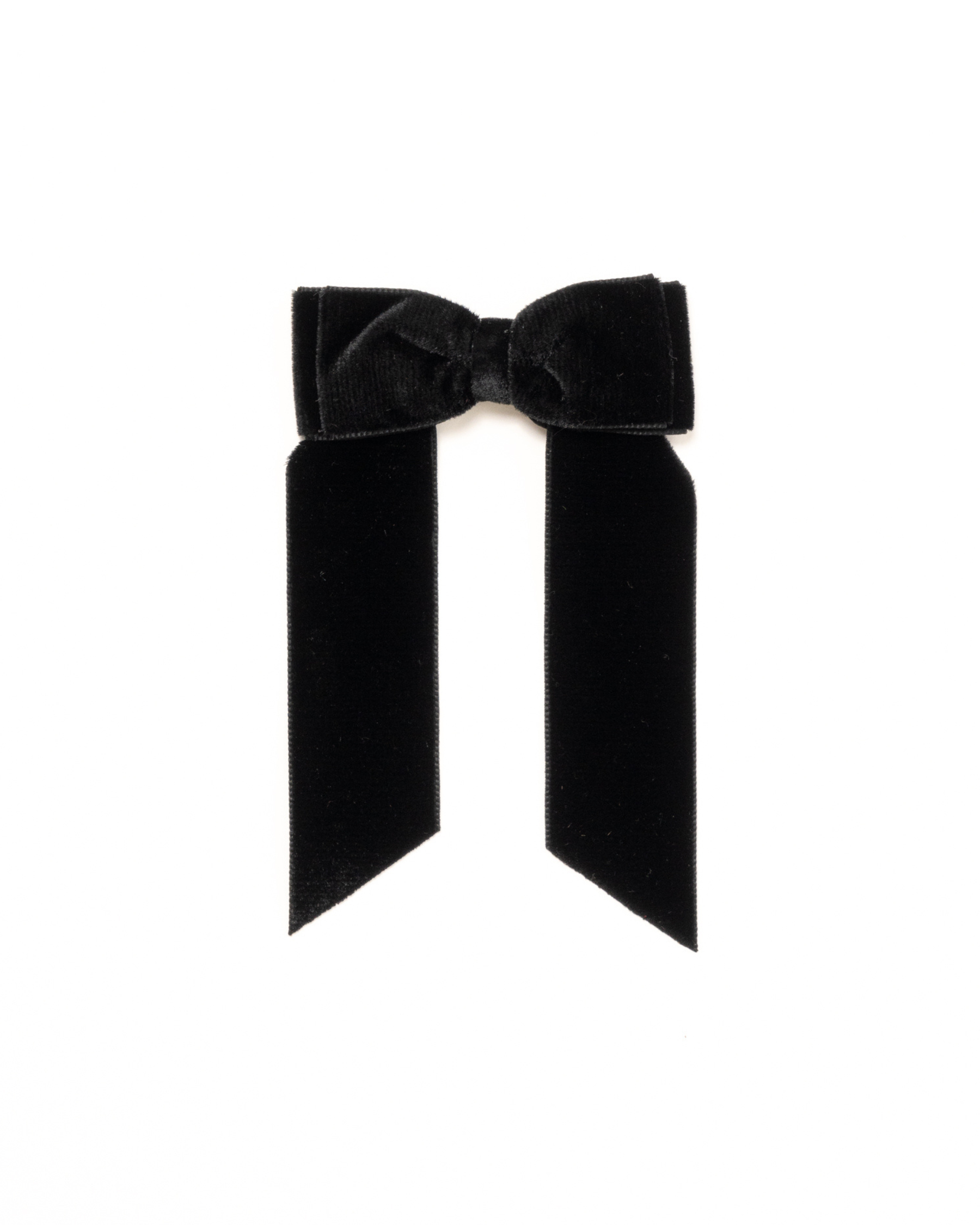 Large Velvet Long Tail Bow in Black