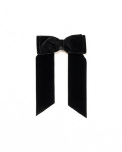 Large Velvet Long Tail Bow in Black