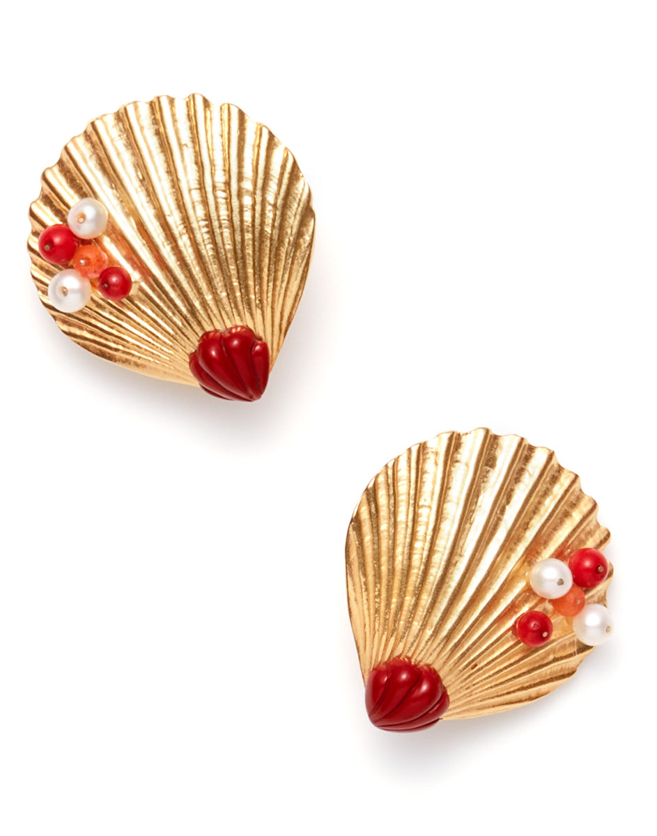 Venus Shell Earring in Ruby