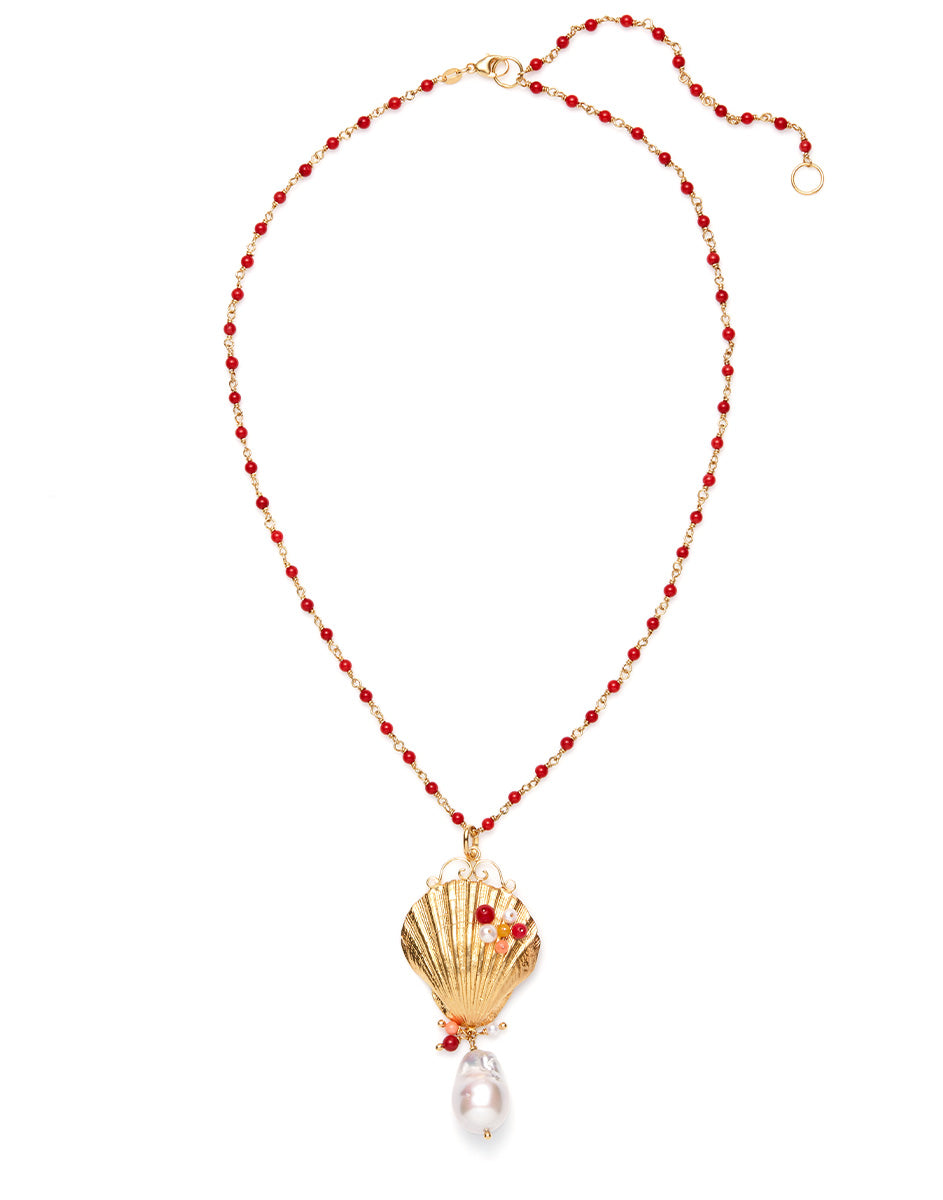 Venus Shell Pendant in Ruby