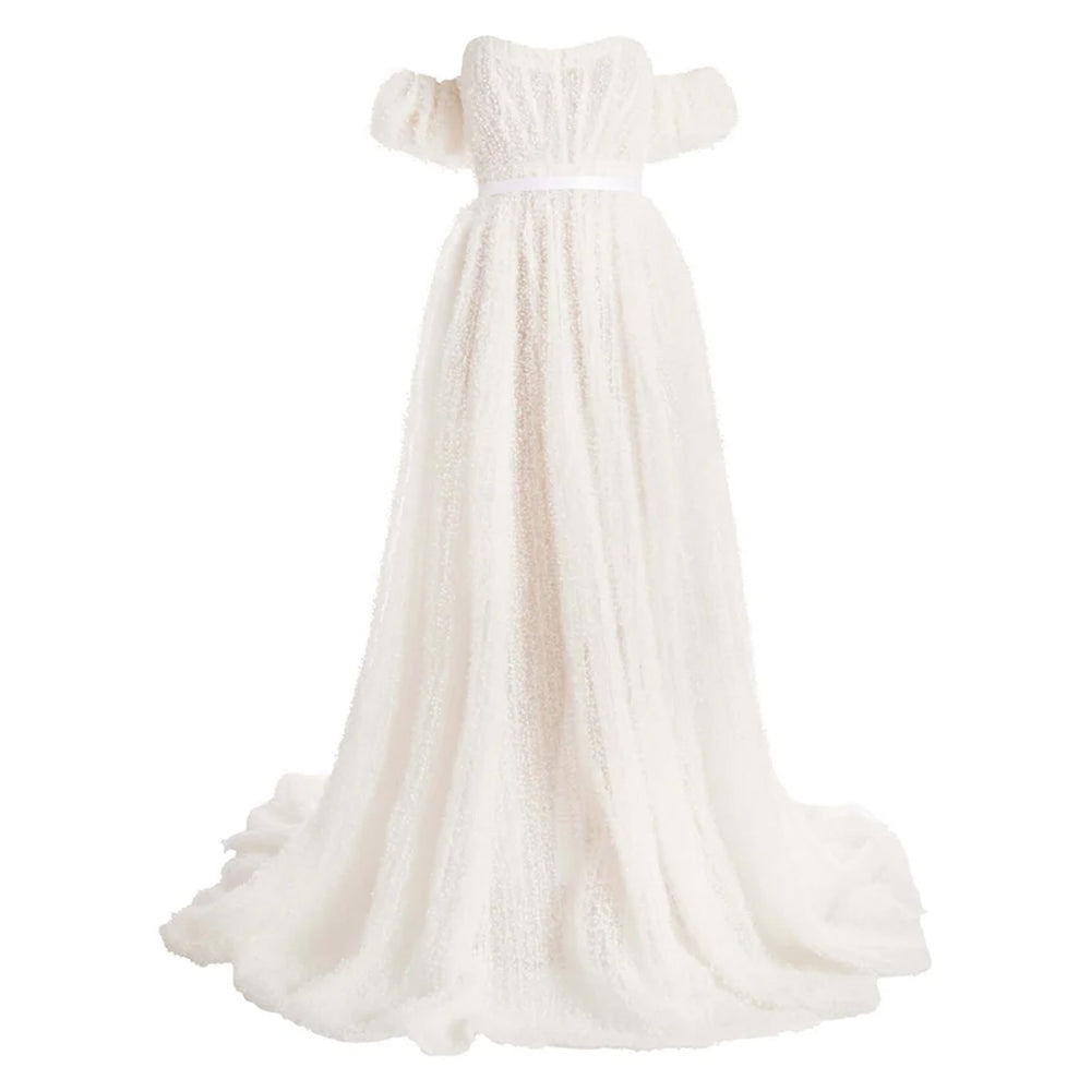Venus White Dotted Tulle Gown