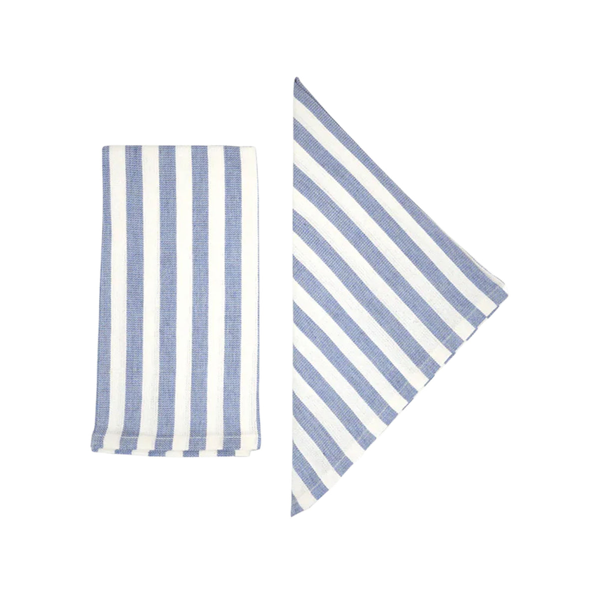 Front view of Vera Stripe Napkins in Light Blue, set of 2 showcasing blue and white stripes with a white background