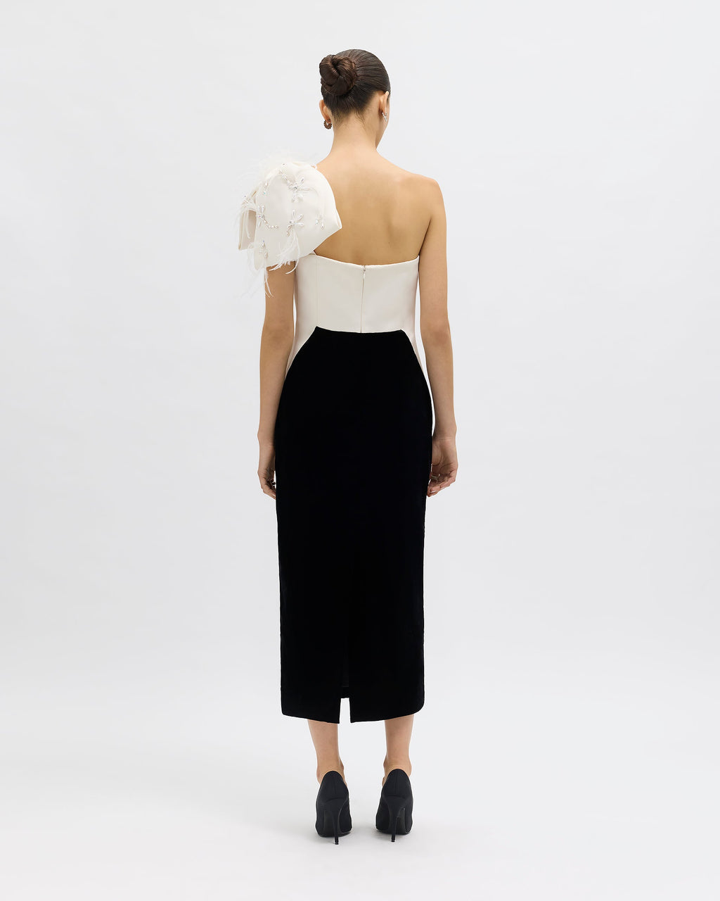 Victoria Dress in Ivory/Noir