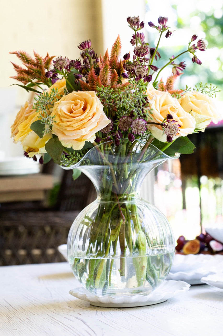 Hibiscus Glass Large Fluted Vase