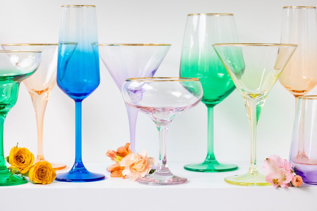 VIETRI Rainbow Assorted Wine Glass Set of 4