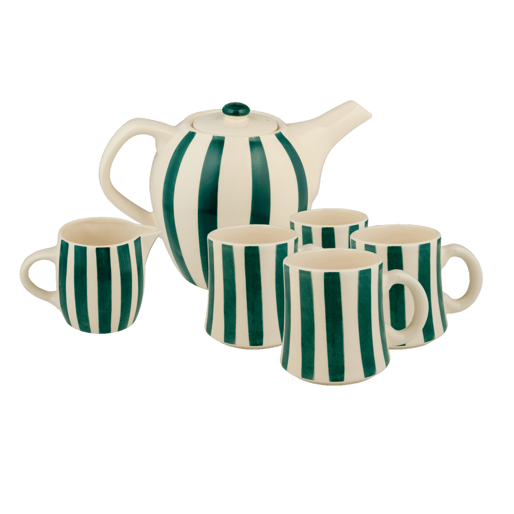 Green Stripes Tea Set, 6-Piece