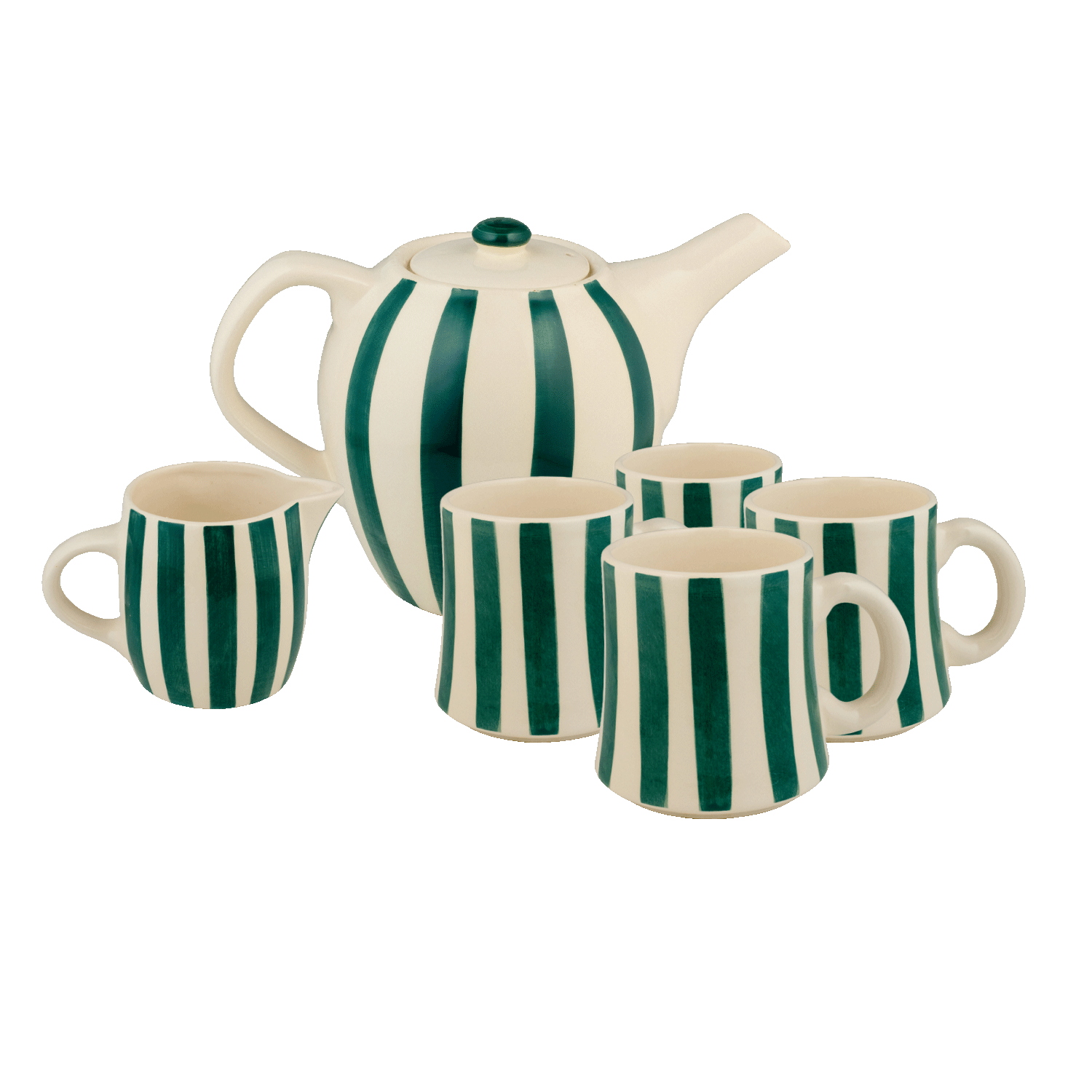 Green Stripes Tea Set, 6-Piece