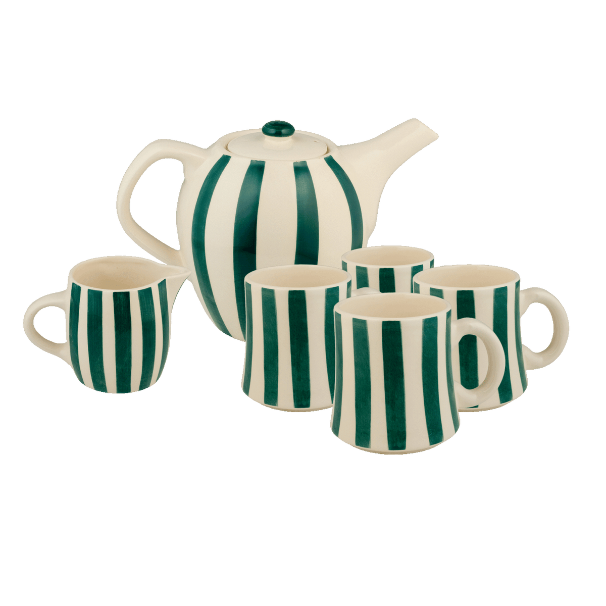 Green Stripes Tea Set, 6-Piece