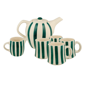 Green Stripes Tea Set, 6-Piece