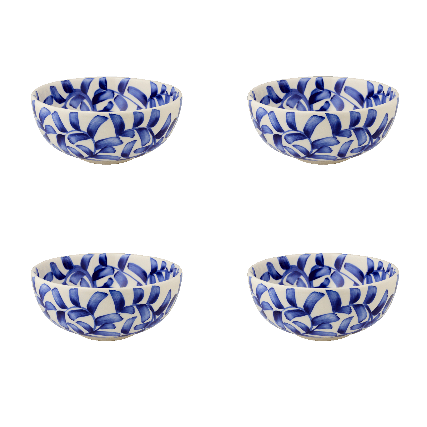 Small Navy Blue Scroll Bowls, Set of 4