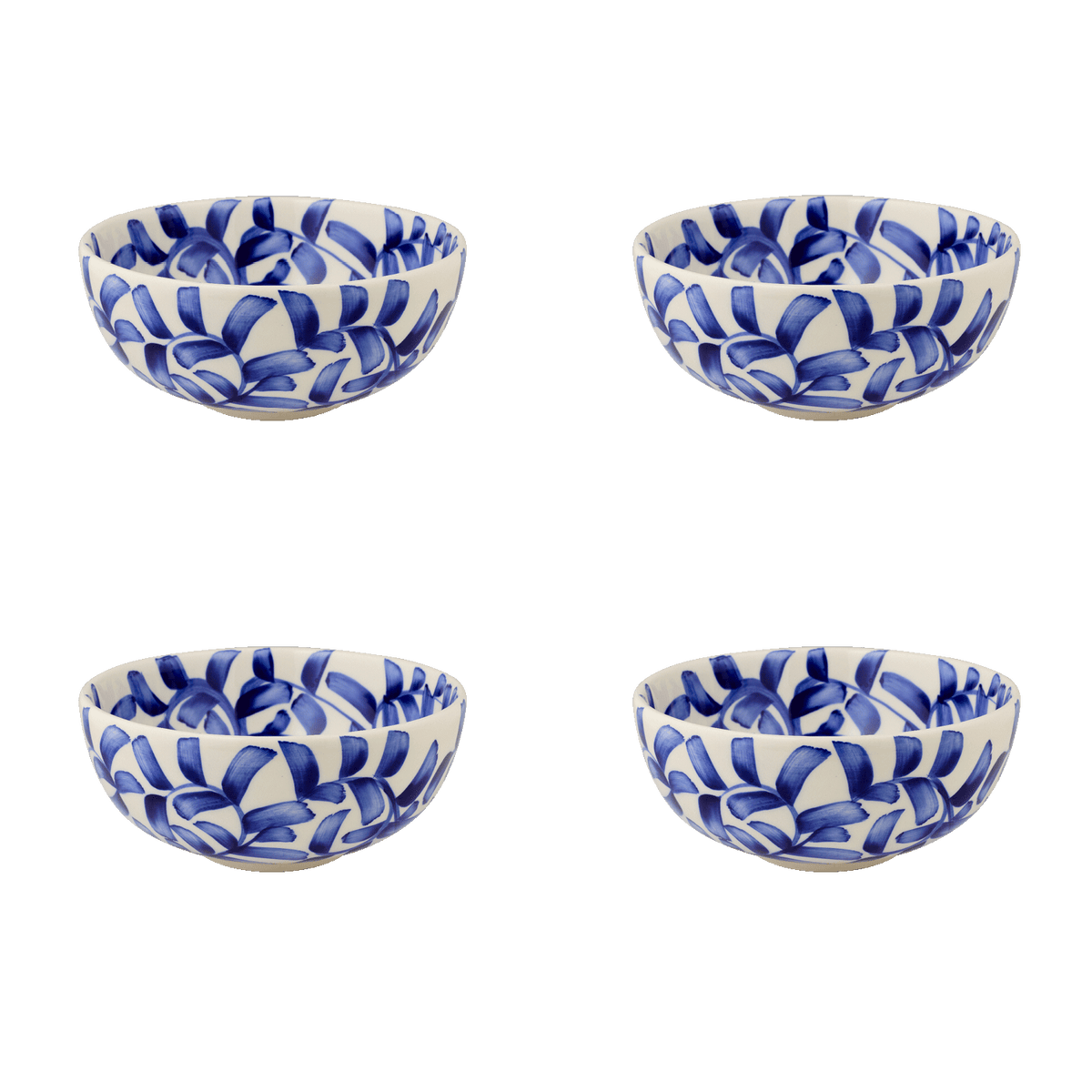 Small Navy Blue Scroll Bowls, Set of 4