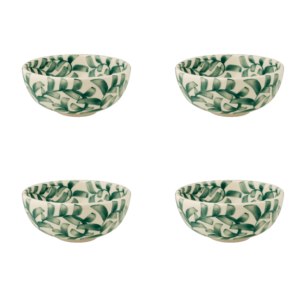 Small Green Scroll Bowls, Set of 4
