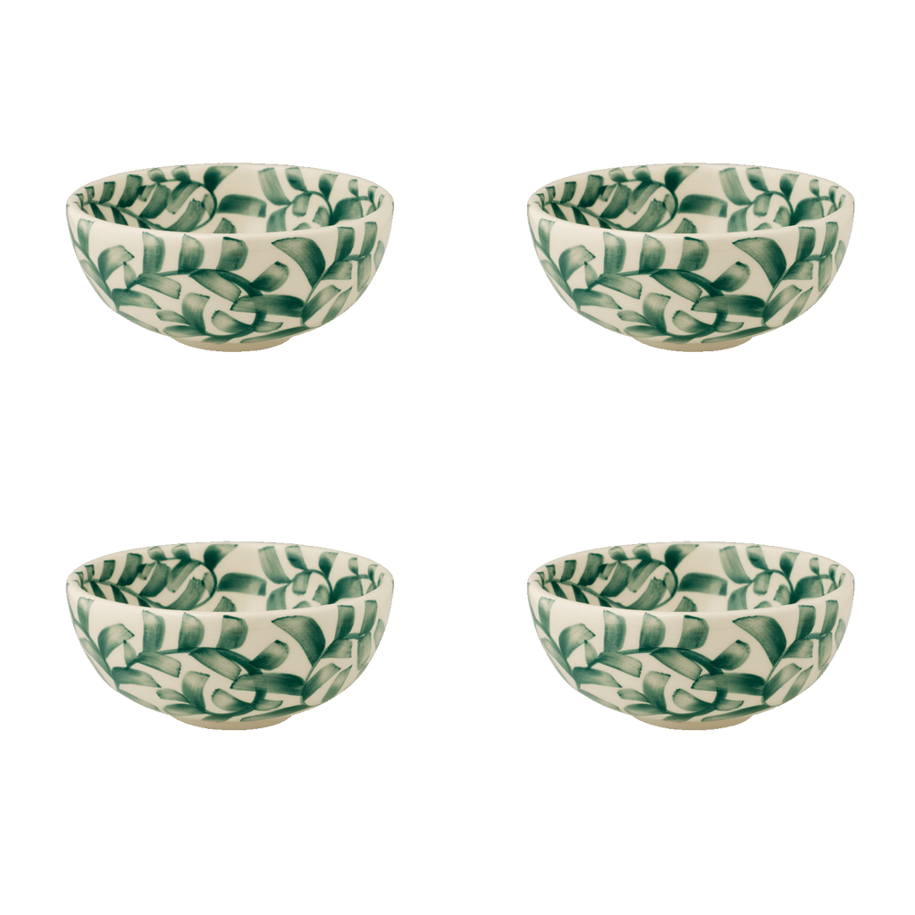 Small Green Scroll Bowls, Set of 4
