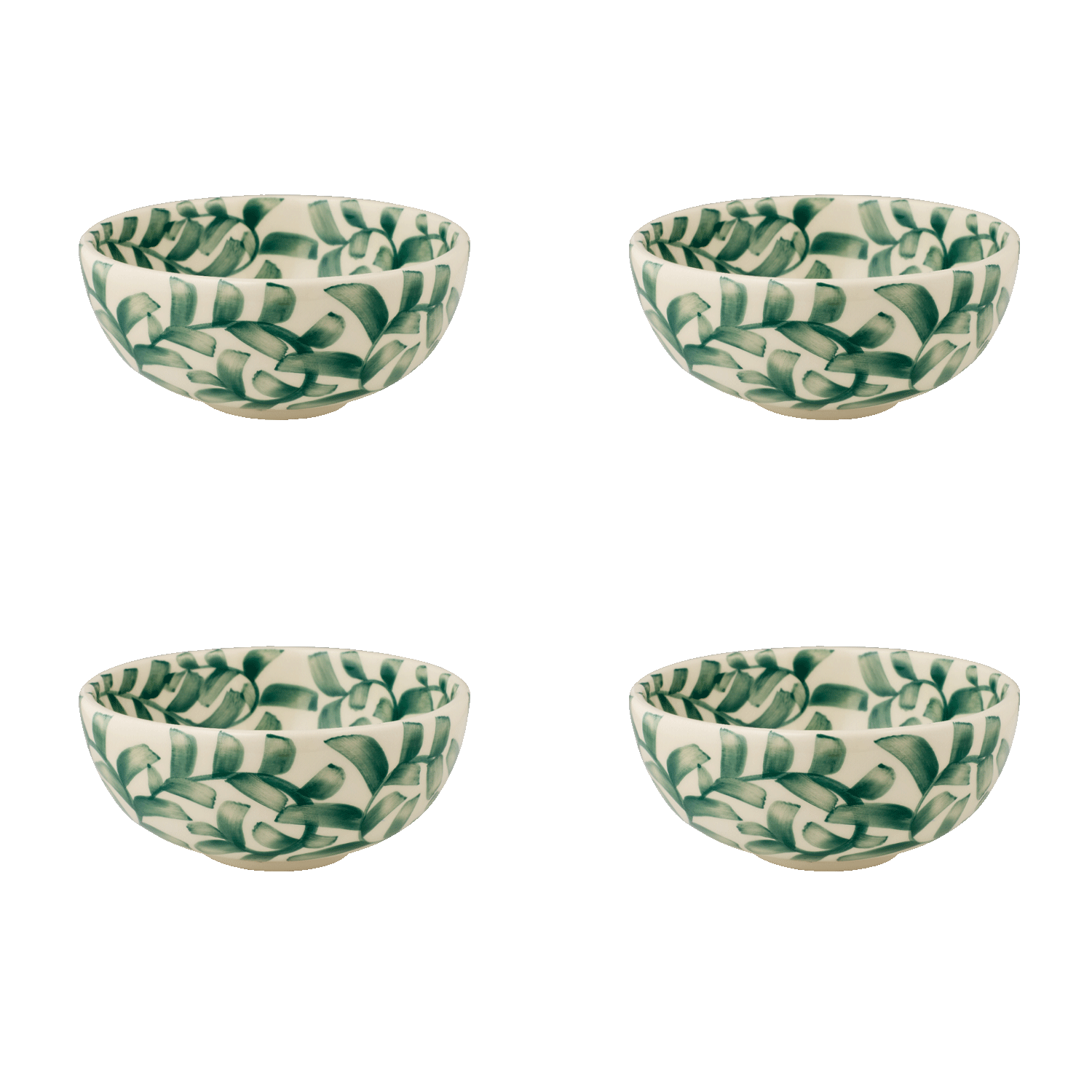 Small Green Scroll Bowls, Set of 4