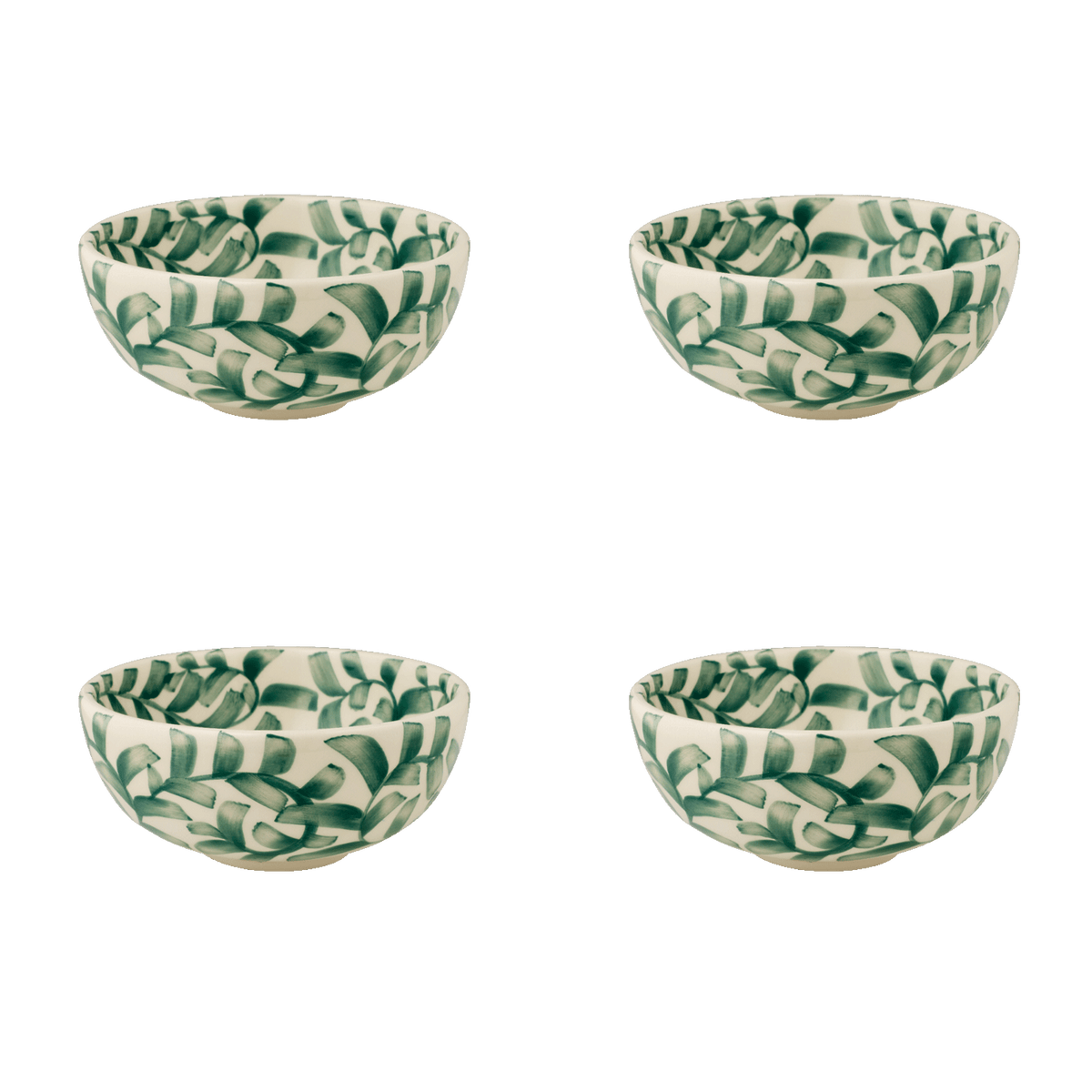 Small Green Scroll Bowls, Set of 4