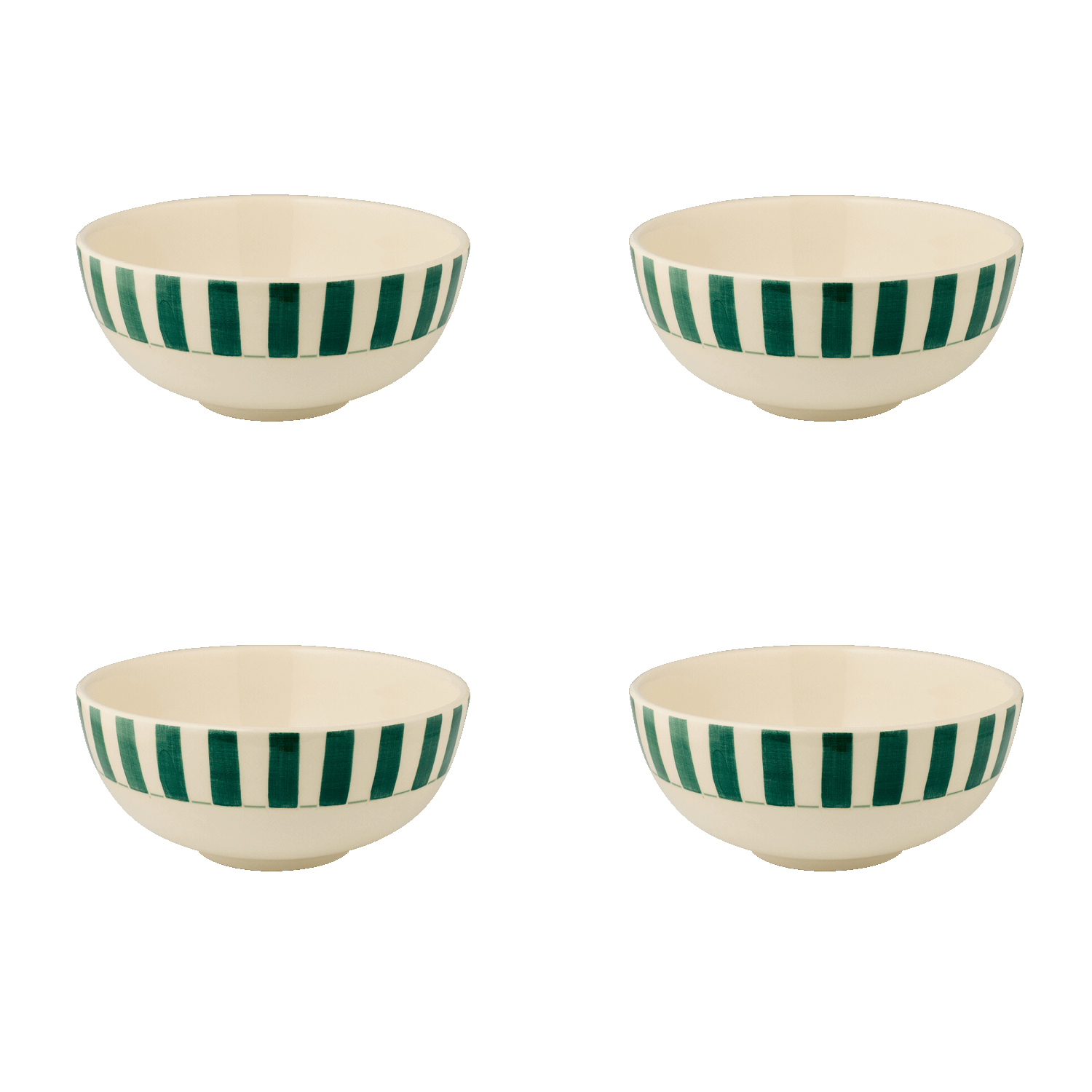 Small Green Stripes Bowls, Set of 4