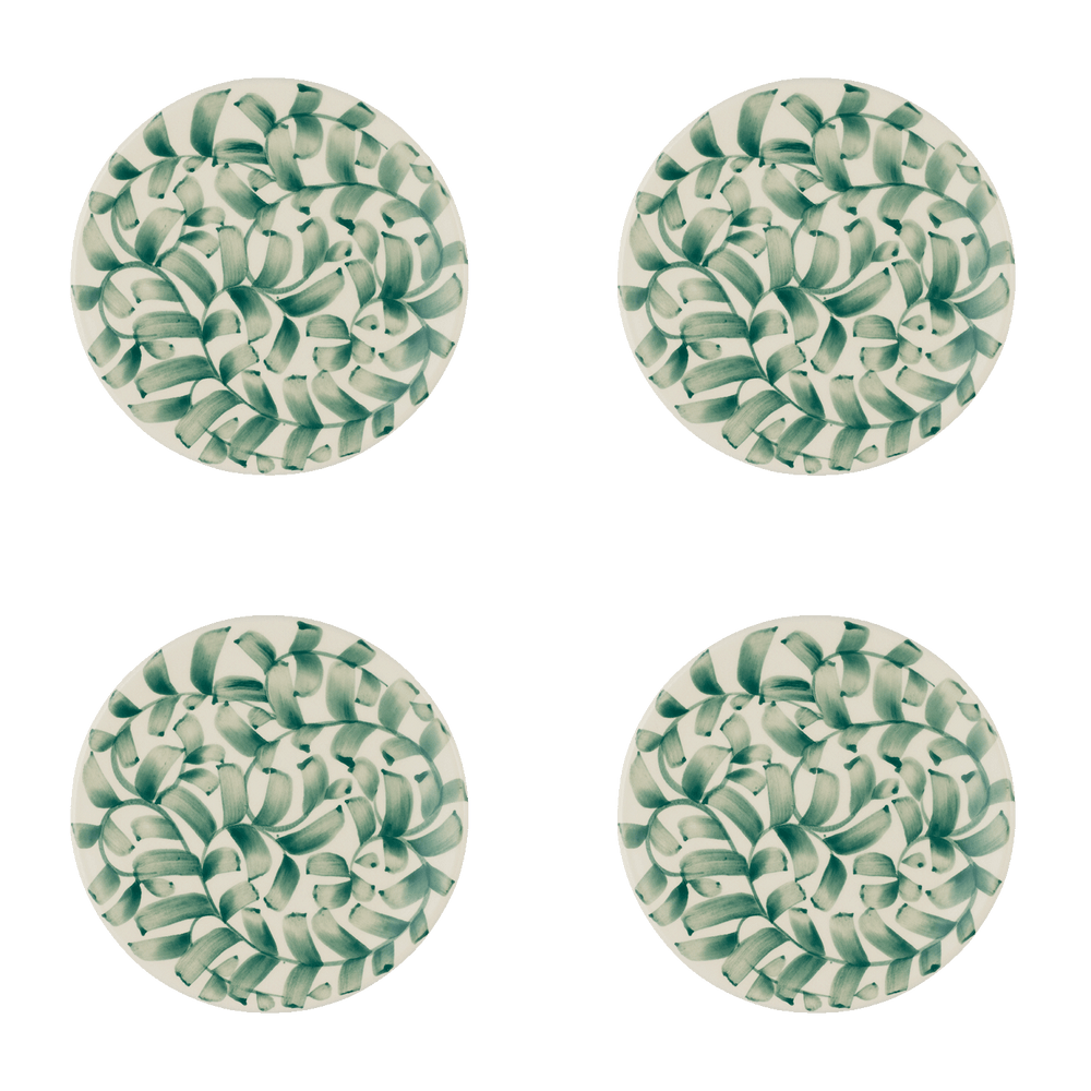 Green Scroll Side Plates, Set of 4