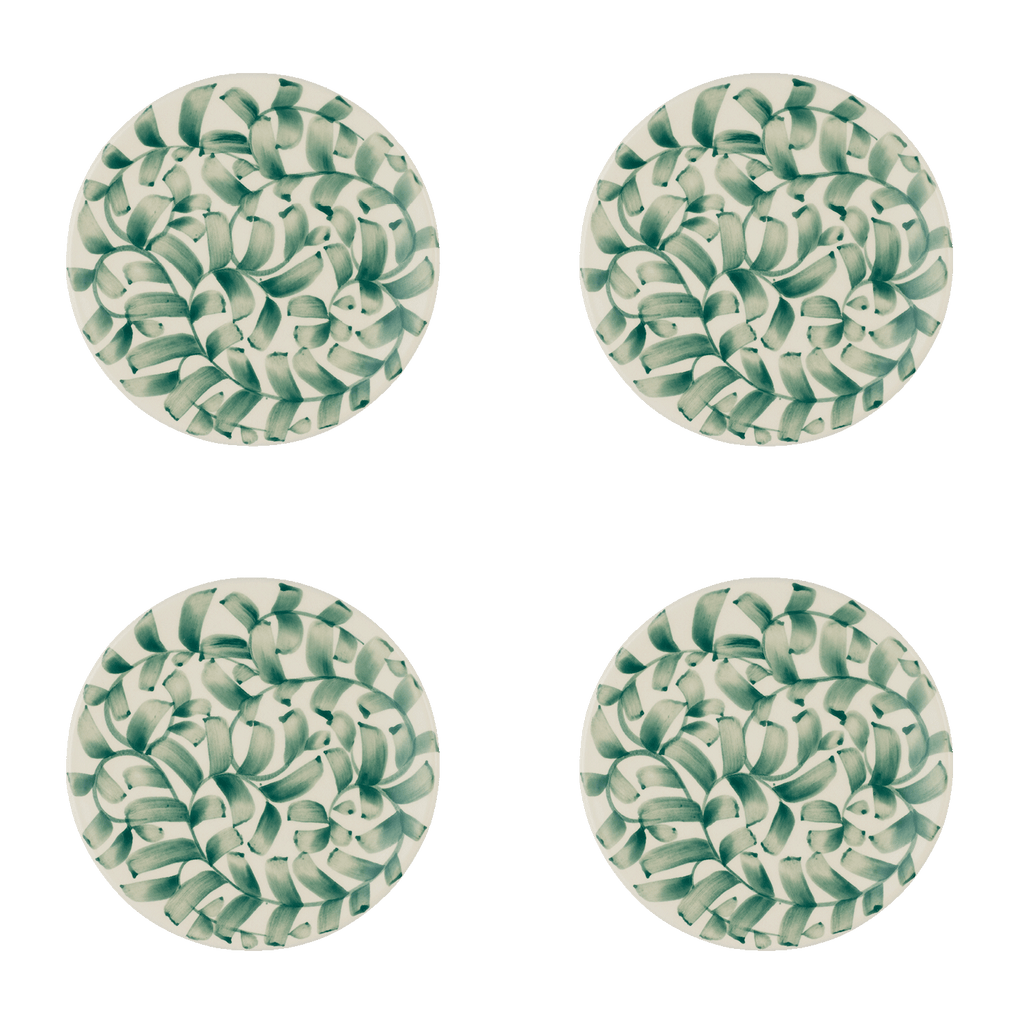 Green Scroll Side Plates, Set of 4
