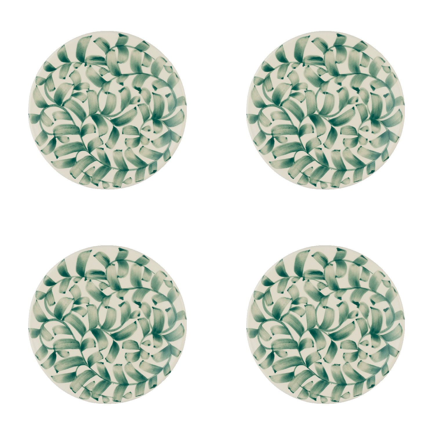 Green Scroll Side Plates, Set of 4
