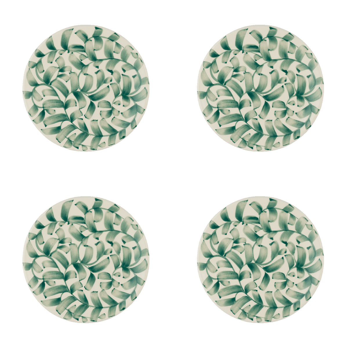 Green Scroll Side Plates, Set of 4