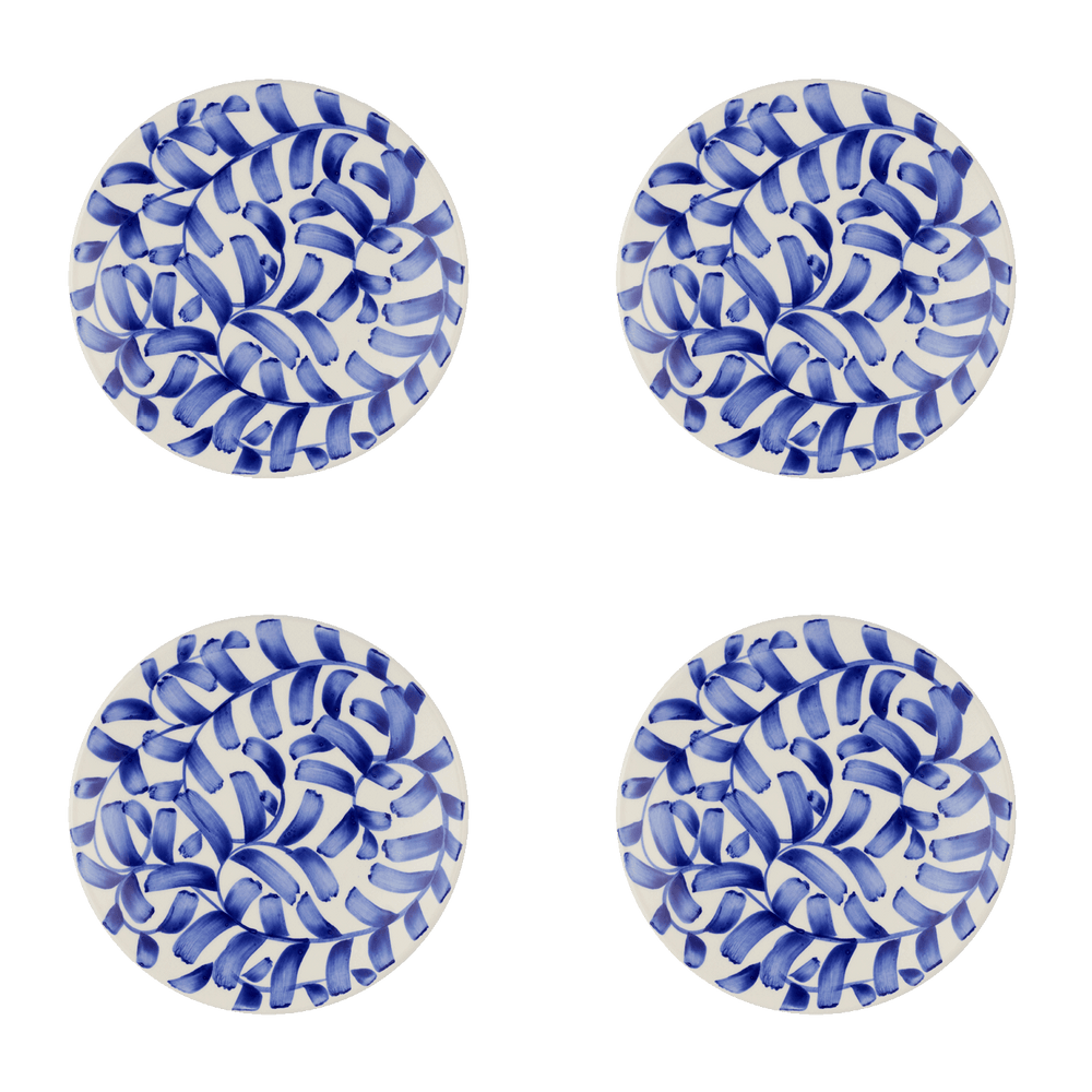 Navy Blue Scroll Side Plates, Set of 4