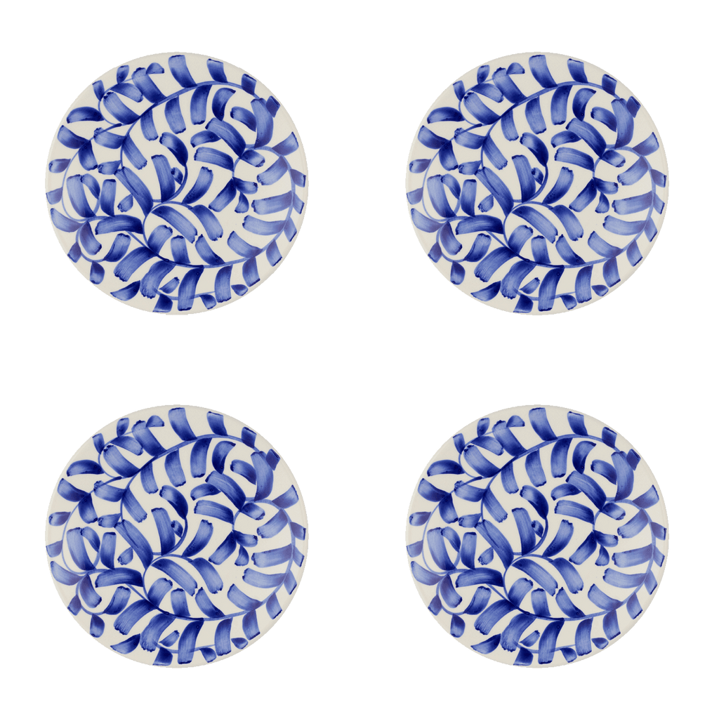 Navy Blue Scroll Side Plates, Set of 4