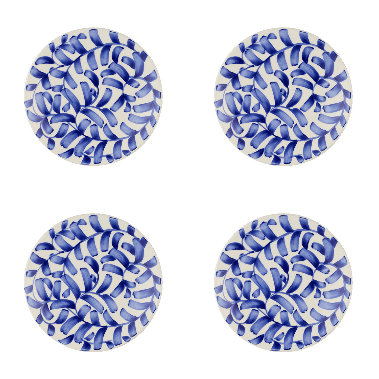 Navy Blue Scroll Side Plates, Set of 4